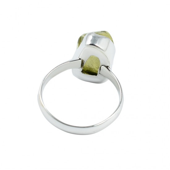 Natural Lemon Quartz Rough Gemstone Ring 925 Sterling Silver Birthstone Ring Manufacture Silver Jewelry