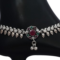 Natural Multi Color Cubic Zirconia Anklets Solid 925 Sterling Silver Handmade Anklets Wholesale Silver Jewelry