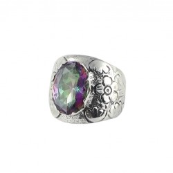 Natural Mystic Topaz Gemstone Ring 925 Sterling Silver Handmade Boho Ring Birthstone Ring Jewellery