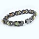 Natural Opal Diamond Bracelet 925 Sterling Silver Black Rhodium Plated Handmade Jewelry Gift For Her