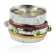 Natural Prehnite Gemstone Ring 925 Sterling Silver Spinner Band Ring Handmade Oxidized Silver Jewelry