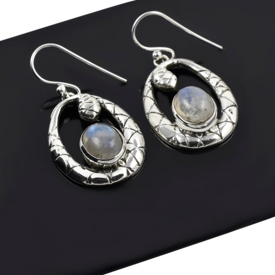 Natural Rainbow Moonstone Earring Handmade 925 Sterling Silver Women Fashion Earring Jewelry
