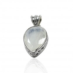 Natural Rainbow Moonstone Pendant 925 Sterling Silver Pendant Handcrafted Wholesale Silver Jewelry