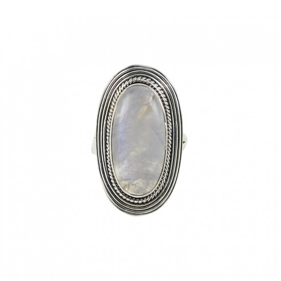 Natural Rainbow Moonstone Ring 925 Sterling Solid Silver Handmade Ring Oxidized Jewelry