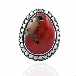 Natural Red Coral Gemstone Ring Wholesale 925 Sterling Silver Ring Boho Ring Birthstone Ring Gift For Her