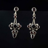 Natural Red Garnet Earrings 925 Sterling Solid Silver Women Fashion Earrings Handmade Silver Jewellery