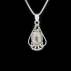 Natural Rose Quartz Gemstone Pendants 925 Sterling Silver Handmade Birthstone Pendants Oxidized Silver Jewelry