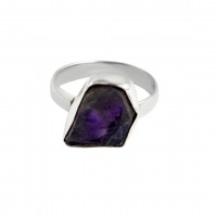 Natural Rough Amethyst Gemstone Ring 925 Sterling Silver Ring Women Handcrafted Silver Ring Jewellery