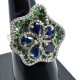 Natural Sapphire Emerald Diamond Ring Handmade Solid 925 Sterling Silver Boho Ring Rhodium Plated Silver Jewelry