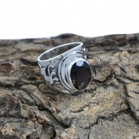 Natural Smoky Quartz Gemstone Ring 925 Sterling Silver Ring Handmade Oxidized Silver Jewelry
