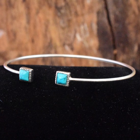 Natural Turquoise Gemstone Cuff Bangle 925 Sterling Solid Silver Wholesale Silver Jewellery