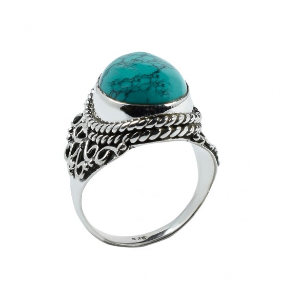 Natural Turquoise Gemstone Ring Handmade Solid 925 Sterling Silver Ring Boho Jewelry Gift For Her