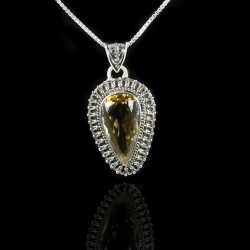 Natural Yellow Citrine Gemstone Pendant Antique Silver Pendant Solid 925 Sterling Silver Handmade Boho Jewelry