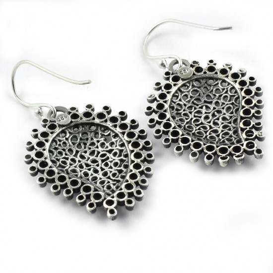 Oxidized 925 Sterling Plain Silver Drop Dangle Earring Women Handcrafted Silver Jewelry