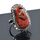 Oxidized Silver Ring Red Coral Gemstone Ring Handmade Solid 925 Sterling Silver Ring Indian Artisan Ring Jewelry