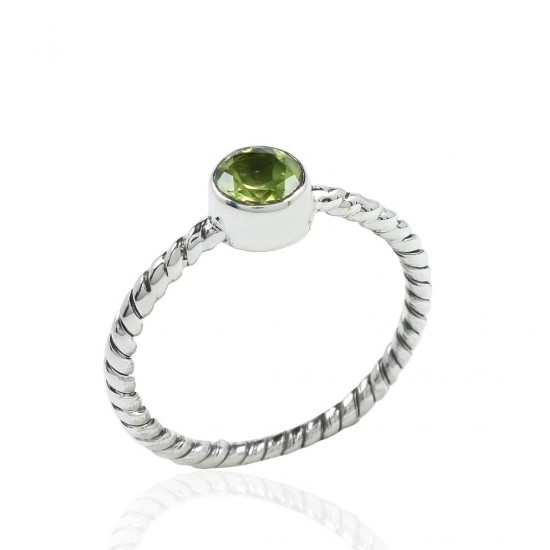 Peridot Gemstone Band Ring 925 Sterling Silver Handmade Wedding Ring 925 Stamped On Jewelry