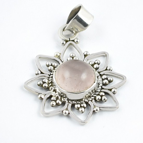 Pink Rose Quartz Pendants 925 Sterling Silver Pendants Handmade Silver Jewelry Oxidized Silver Jewelry