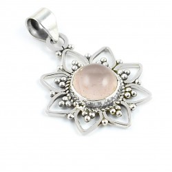 Pink Rose Quartz Pendants 925 Sterling Silver Pendants Handmade Silver Jewelry Oxidized Silver Jewelry