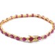 Pink Ruby Diamond Gemstone Bracelet 14k Carat Gold Tennis Bracelet Artisan Designer Jewelry Gift For Her