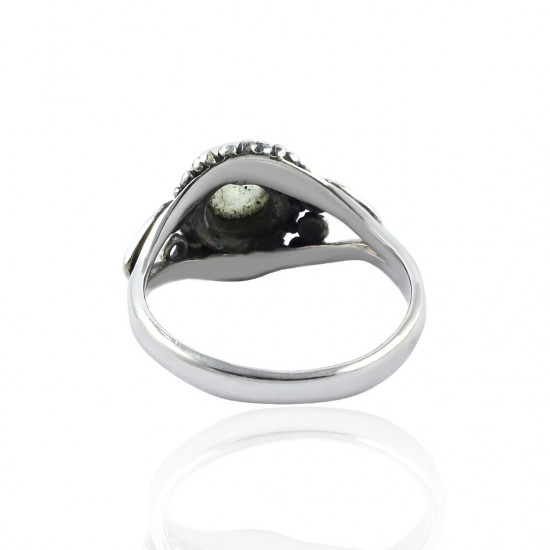 Prehnite Gemstone Ring Handmade Solid 925 Sterling Silver Ring Oxidized Silver Ring Jewelry