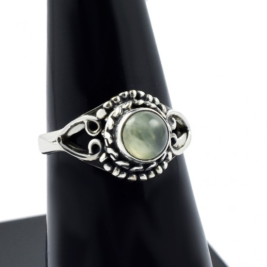 Prehnite Gemstone Ring Handmade Solid 925 Sterling Silver Ring Oxidized Silver Ring Jewelry