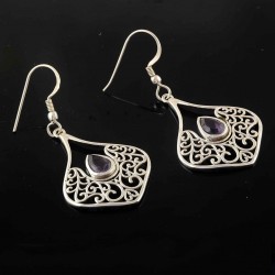Purple Amethyst Drop Dangle Earrings 925 Sterling Silver Handmade Silver Earrings Jewellery