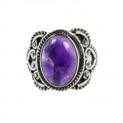 Purple Amethyst Gemstone Boho Ring Solid 925 Sterling Silver Wedding Ring Handmade Jewelry