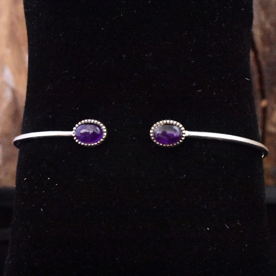 Purple Amethyst Gemstone Cuff Bangle 925 Sterling Silver Bangle Indian Women Fashion Jewelry