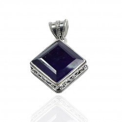 Purple Amethyst Gemstone Pendant Solid 925 Sterling Silver Women Handcrafted Pendant Jewelry