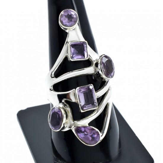 Purple Amethyst Gemstone Ring Solid 925 Sterling Silver Ring Wholesale Silver Jewellery