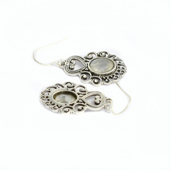 Rainbow Moonstone Earrings 925 Sterling Silver Drop Dangle Earring Oxidized Silver Jewelry Gift For Her