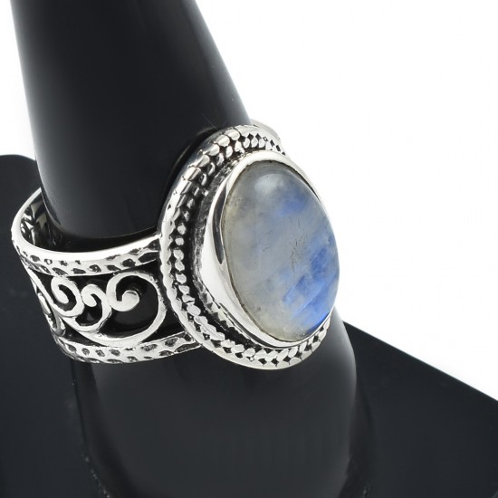 Rainbow Moonstone Ring Handmade 925 Sterling Silver Boho Ring Birthstone Ring Women Fashion Jewelry