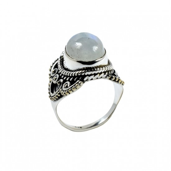Rainbow Moonstone Ring Solid 925 Sterling Silver Ring Birthstone Jewelry Oxidized Silver Ring Jewelry