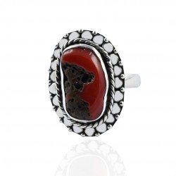 Red Coral Gemstone Ring Handmade Manufacture Silver Ring Solid 925 Sterling Silver Ring Oxidized Boho Jewelry