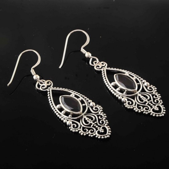 Red Garnet Gemstone Drop Dangle Earrings 925 Sterling Silver Women Handcrafted Silver Earrings Jewellery