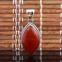 Red Onyx Gemstone Pendants 925 Sterling Silver Marquise Shape Birthstone Pendants Jewelry