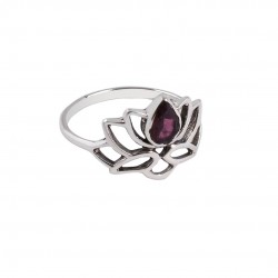 Red Tourmaline Gemstone Ring 925 Sterling Silver Handmade Ring Lotus Shape Ring Oxidized Silver Jewelry