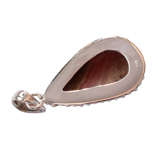 Rhodochrosite Pendant 925 Sterling Silver Handmade Pear Shape Stone Pendant Jewelry For Her