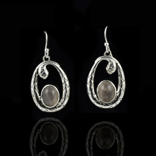 Rose Quartz Gemstone Earring Solid 925 Sterling Silver Earring Handmade Oxidized Silver Jewelry