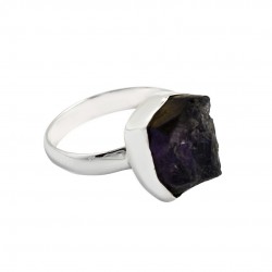 Rough Amethyst Gemstone Ring 925 Sterling Silver Ring Handmade Women Fashion Ring Jewelry