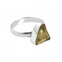 Rough Citrine Gemstone Ring Solid 925 Sterling Silver Ring Indian Artisan Handcrafted Ring Jewelry