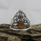 Engaging Carnelian Round Cabochon 925 Sterling Silver Ring