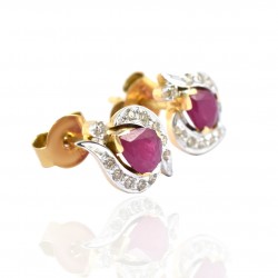 Ruby Diamond Stud Push Back Earrings Handmade Jewellery 14k Carat Gold Earrings Jewellery