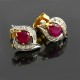 Ruby Diamond Stud Push Back Earrings Handmade Jewellery 14k Carat Gold Earrings Jewellery