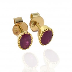 Ruby Gemstone Stud Push back Earrings 14k Carat Gold Earring Jewelry Women Earring Jewellery