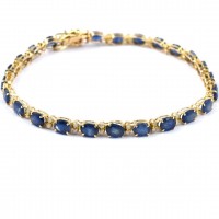Sapphire Diamond Gemstone Bracelet 14k Carat Gold Tennis Bracelet Handcrafted Jewelry