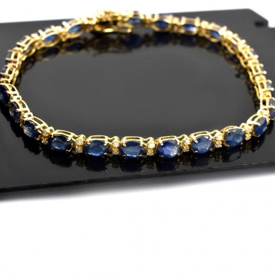 Sapphire Diamond Gemstone Bracelet 14k Carat Gold Tennis Bracelet Handcrafted Jewelry