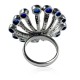Sapphire Emerald Black Diamond Ring 925 Sterling Silver Rhodium Plated Handmade Women Fashion Ring Jewelry