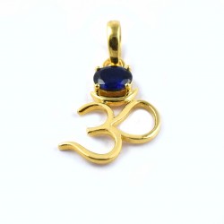 Sapphire Gemstone Pendants 14k Carat Gold Pendants Religious Jewelry Indian Artisan Handmade Jewelry