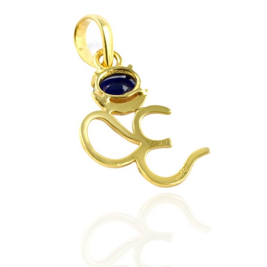 Sapphire Gemstone Pendants 14k Carat Gold Pendants Religious Jewelry Indian Artisan Handmade Jewelry